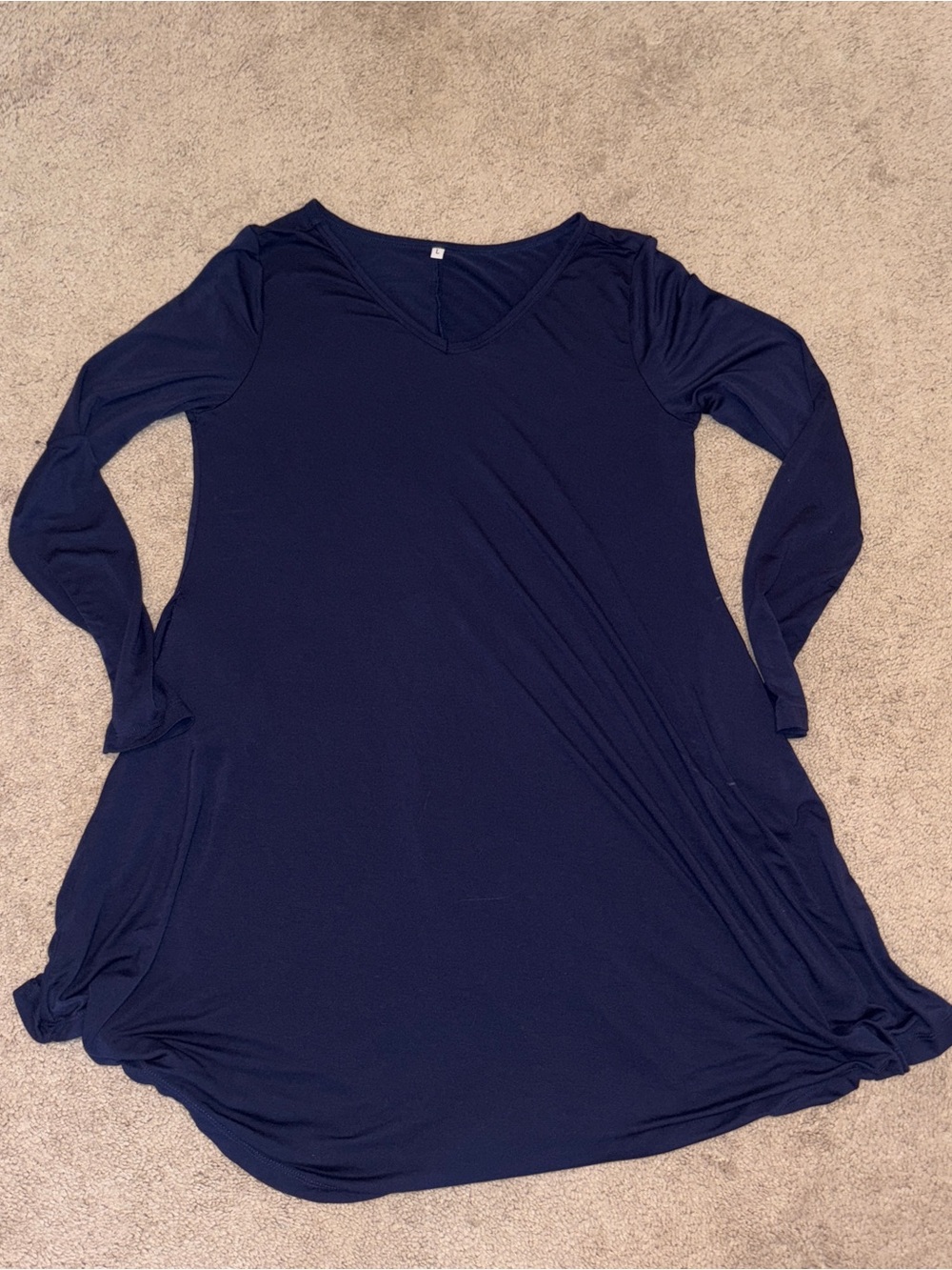 Women's V-Neck Long Sleeve Navy Dress Size: L